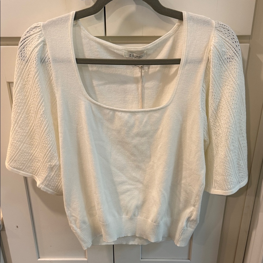 Z Supply Cream Knit Blouse